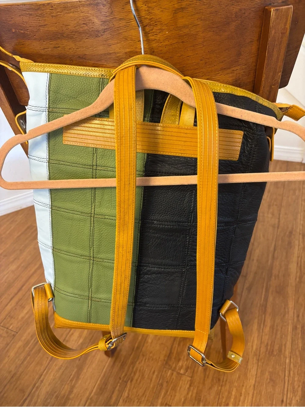 Elvis & Kresse Leather Colorblock Shoulder Bag Black, Olive, Light Blue, Mustard